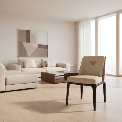 Exquisite beige dining room leather chair with modern Italian style