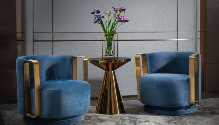 Armchair Blue Luxury Fabric Textile Living Room New Creative Modern Design