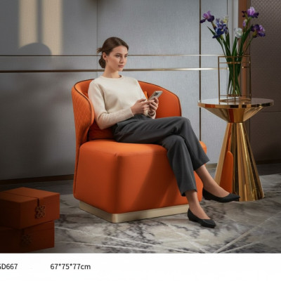 Orange luxury fabric armchair living room textile new creative modern design