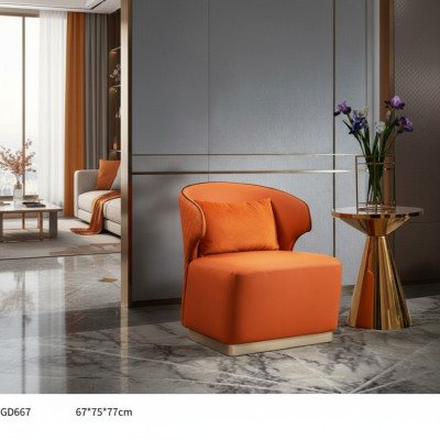 Orange luxury fabric armchair living room textile new creative modern design