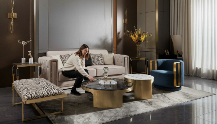 Double Coffee Table Black White Luxury Table Living Room Creative