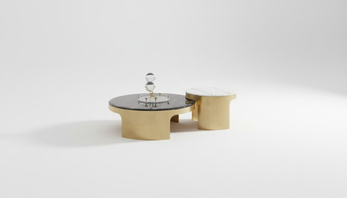 Double Coffee Table Black White Luxury Table Living Room Creative