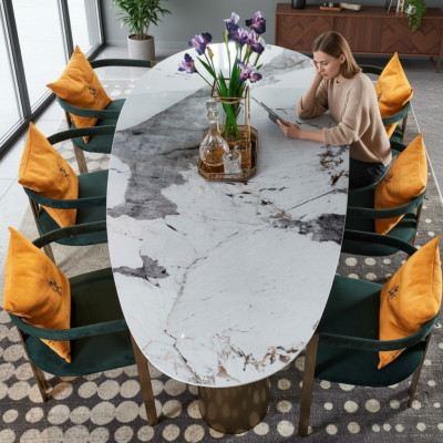 Dining table marble stainless steel new creative modern design furniture luxury