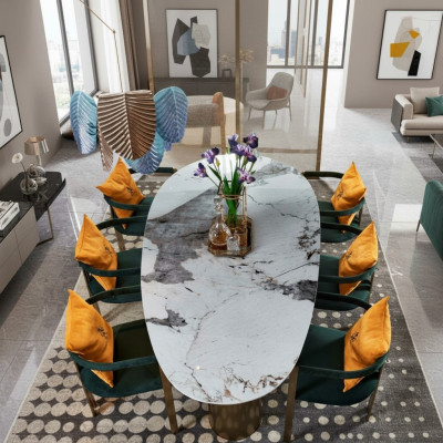 Dining table marble stainless steel new creative modern design furniture luxury