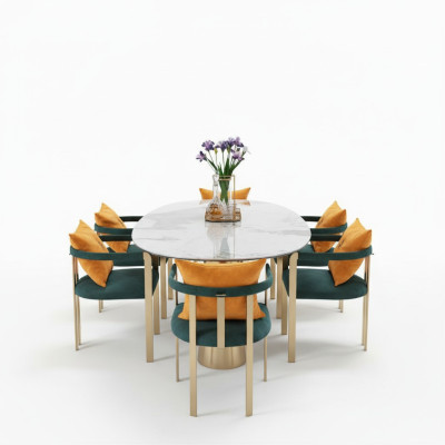 Dining table marble stainless steel new creative modern design furniture luxury