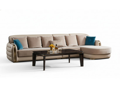 Corner sofa leather beige luxury living landscape couch corner suite sofas furniture design