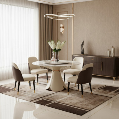 Chair Set 4x Chairs Milk Leather Luxury Dining Room New Creative Design