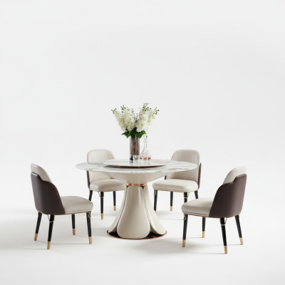 Chair Set 4x Chairs Milk Leather Luxury Dining Room New Creative Design
