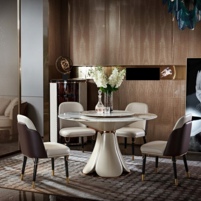 Dining table 6x chairs dining room leather table chair round modern design furniture