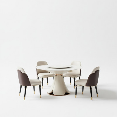 Dining table 6x chairs dining room leather table chair round modern design furniture