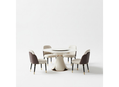 Dining table 6x chairs dining room leather table chair round modern design furniture