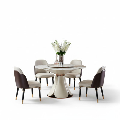 Chair Leather Milk Wood New Creative Modern Design Furniture Luxury Dining Room