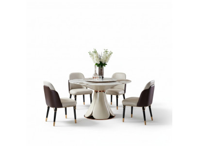 Chair Leather Milk Wood New Creative Modern Design Furniture Luxury Dining Room