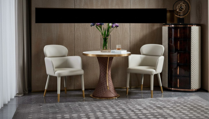 Dining table set armchairs chairs group 3-piece set Italian style furniture