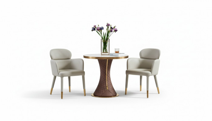 Dining table set armchairs chairs group 3-piece set Italian style furniture