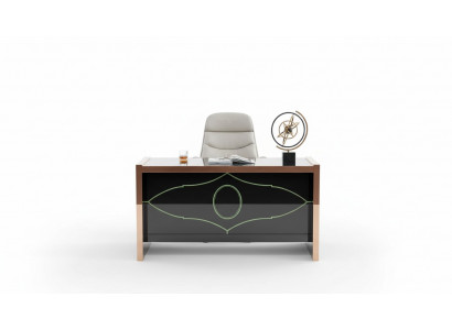 Table chair, study desk, black office furniture, luxury, 2-piece set.
