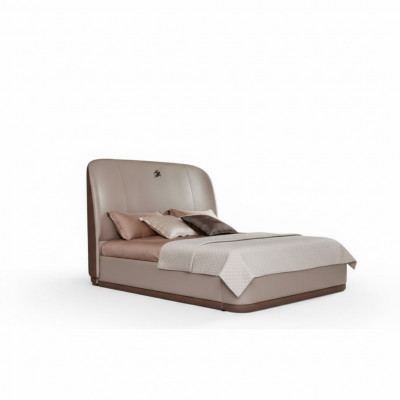 Bed 2x Nightstand Leather Wood Bedroom Leather Bed Modern Design Furniture