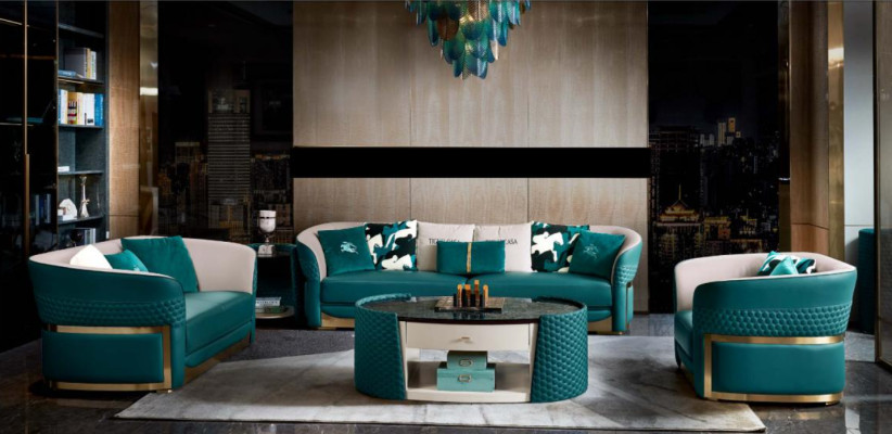 Chesterfield sofa set upholstered sofa couch 3+1 set leather textile fabric