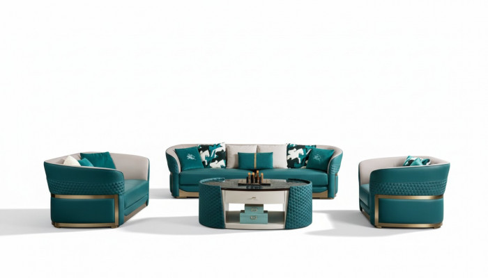 Chesterfield sofa set upholstered sofa couch 3+1 set leather textile fabric