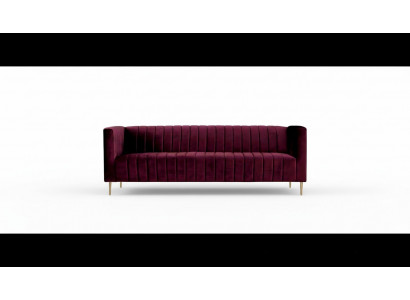 Burgundy Sofa Three-seater Fabric Living Room Design Couches Upholstery Modern Bordeaux