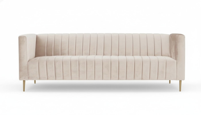Beige three-seater sofa fabric upholstery living room design couches sofas new modern