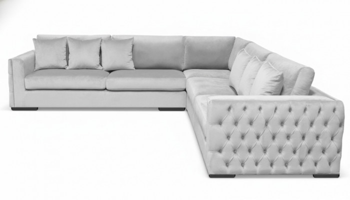 Corner sofa silver couch corner unit upholstery living landscape velvet fabric furniture design