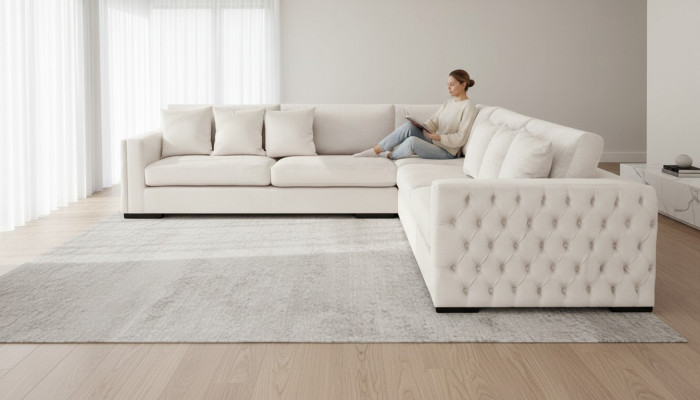 Corner sofa cream corner suite upholstery velvet fabric furniture design living landscape couch