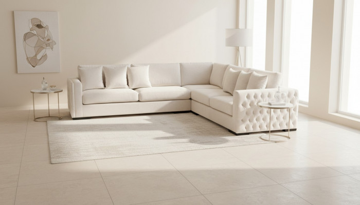 Corner sofa cream corner suite upholstery velvet fabric furniture design living landscape couch