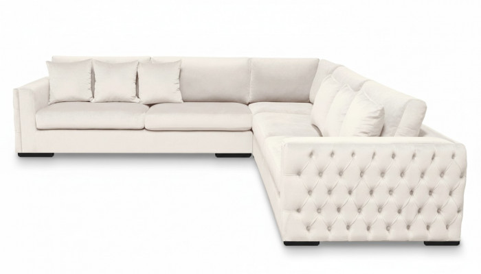 Corner sofa cream corner suite upholstery velvet fabric furniture design living landscape couch