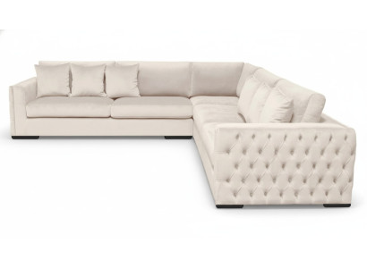 Beige sectional sofa living room couch corner set upholstery velvet furniture design fabric new