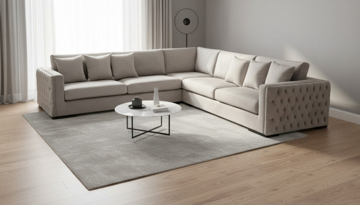 Beige corner sofa living landscape couch corner suite upholstery new velvet furniture design