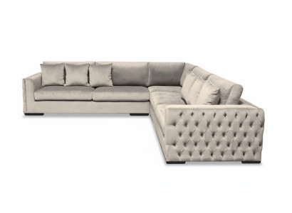 Beige corner sofa living landscape couch corner suite upholstery new velvet furniture design