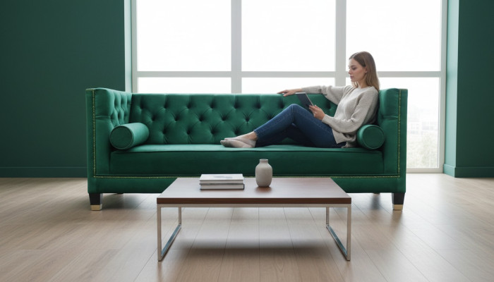Green Chesterfield Living Room Sofa New Creative Furniture Fabric Design Couches New