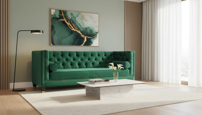 Green Chesterfield Living Room Sofa New Creative Furniture Fabric Design Couches New
