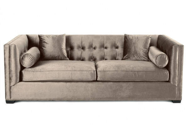Brown three-seater fabric living room upholstered sofa sofas Chesterfield design couches