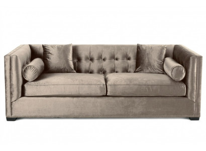 Brown three-seater fabric living room upholstered sofa sofas Chesterfield design couches