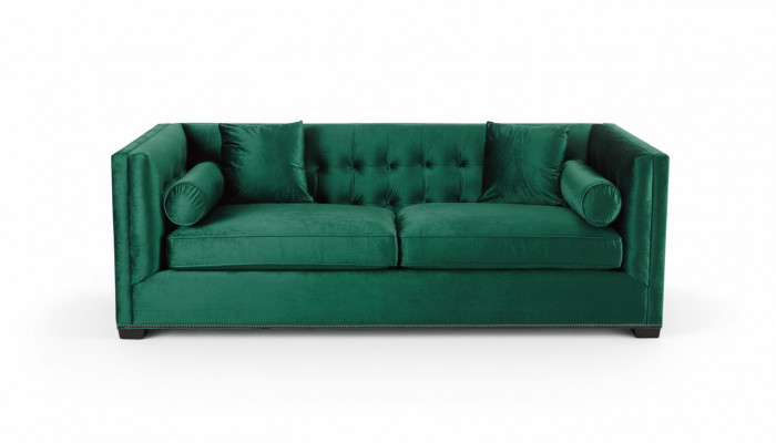 Chesterfield green fabric living room couches upholstery sofa sofas couch three-seater