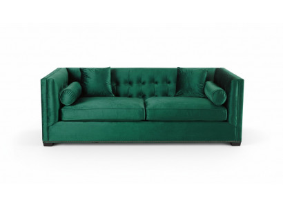 Chesterfield green fabric living room couches upholstery sofa sofas couch three-seater