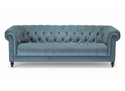 Chesterfield Turkish Design Couch Upholstered Sofa New Three-seater Fabric Living Room