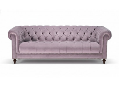 Purple three-seater fabric Chesterfield design couches upholstered sofas original velvet