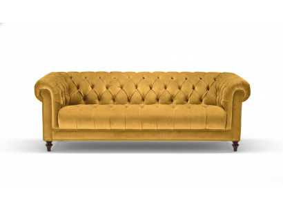 Yellow three-seater fabric living room design couches upholstered sofa sofas chesterfield