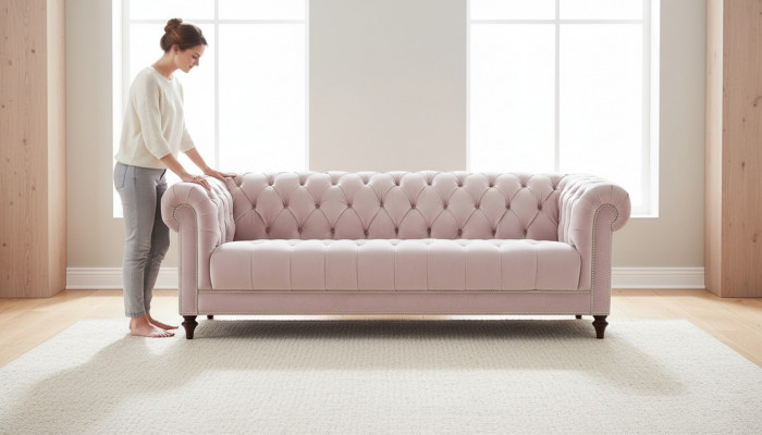 Chesterfield Pink Rose New Three-Seater Fabric Design Couches Upholstered Sofa Sofas