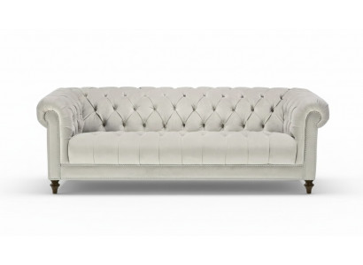 Silver Three-Seater Fabric Design Couches Upholstery Sofas Original Chesterfield New