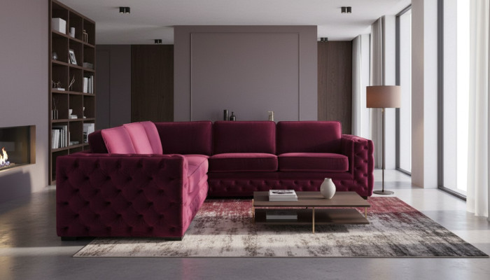 Lila chesterfield couch luxury velvet fabric sofas sofa set button upholstery new