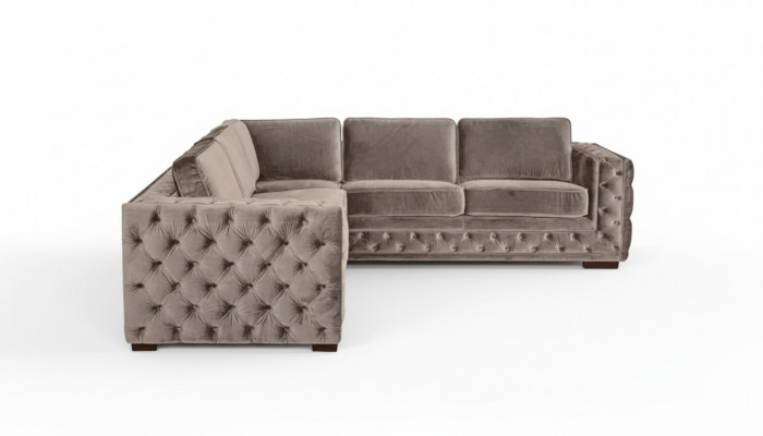 Chesterfield couch luxury velvet fabric couches sofa set button upholstery new beige