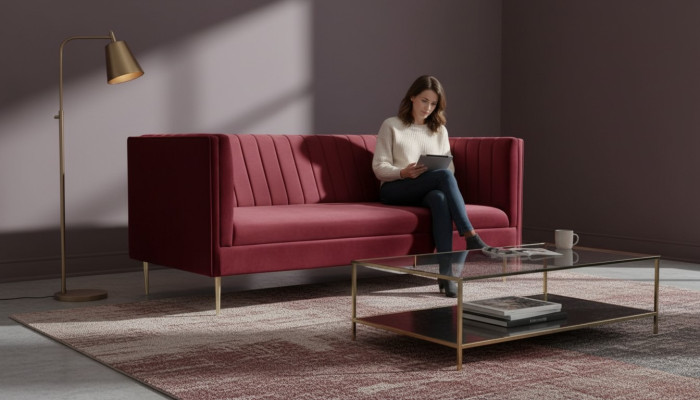 Bordeaux red luxury couch upholstery sofa burgundy two-seater sofas couches living room