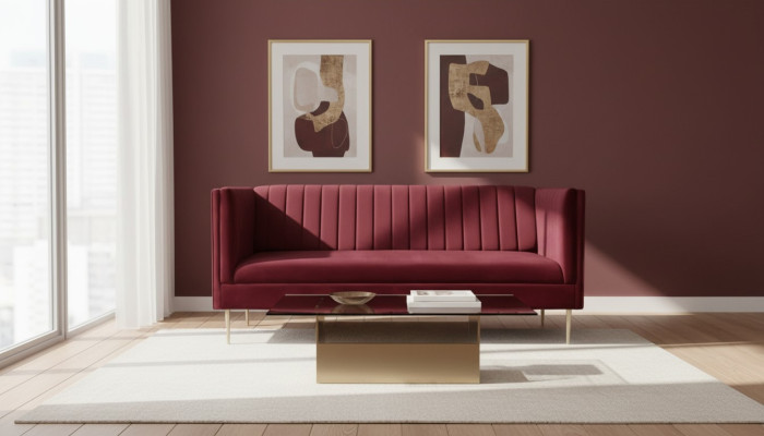 Bordeaux red luxury couch upholstery sofa burgundy two-seater sofas couches living room