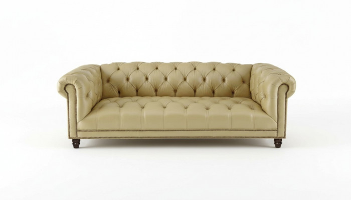 Beige three-seater leather Chesterfield living room modern design couches sofa new