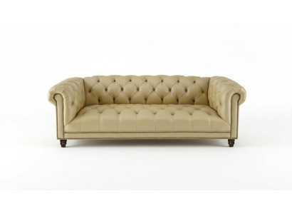 Beige three-seater leather Chesterfield living room modern design couches sofa new