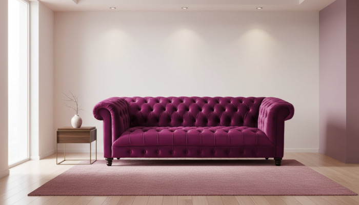 Pink three-seater fabric chesterfield design couches upholstered sofas original new